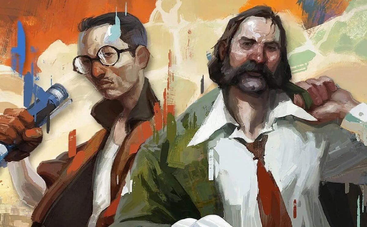 Harrier Du Bois and Kim Kitsuragi stand side by side in key art for Disco Elysium