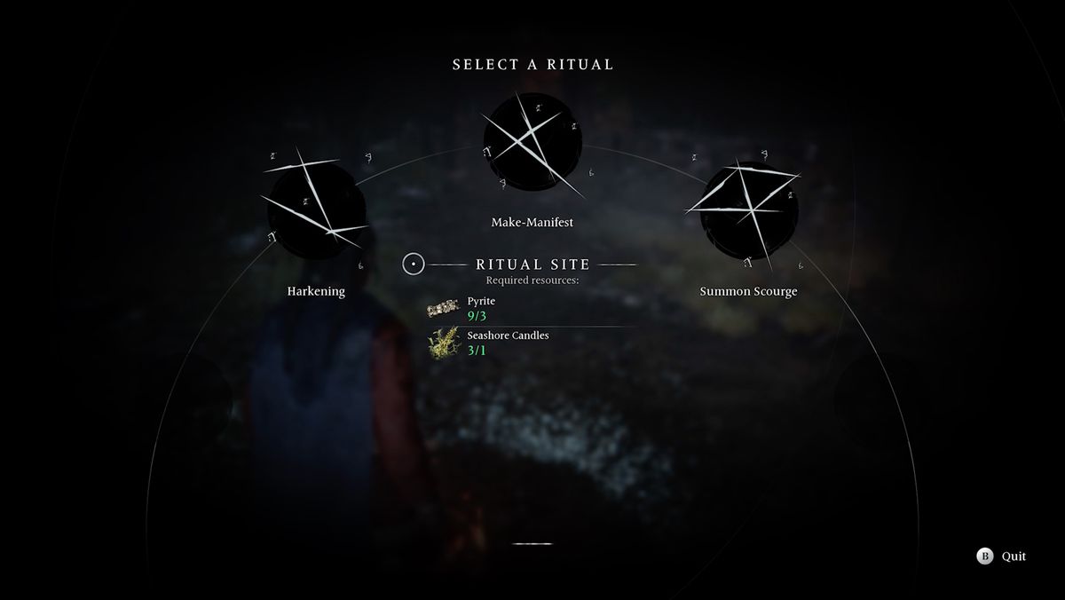 Banishers Ritual menu