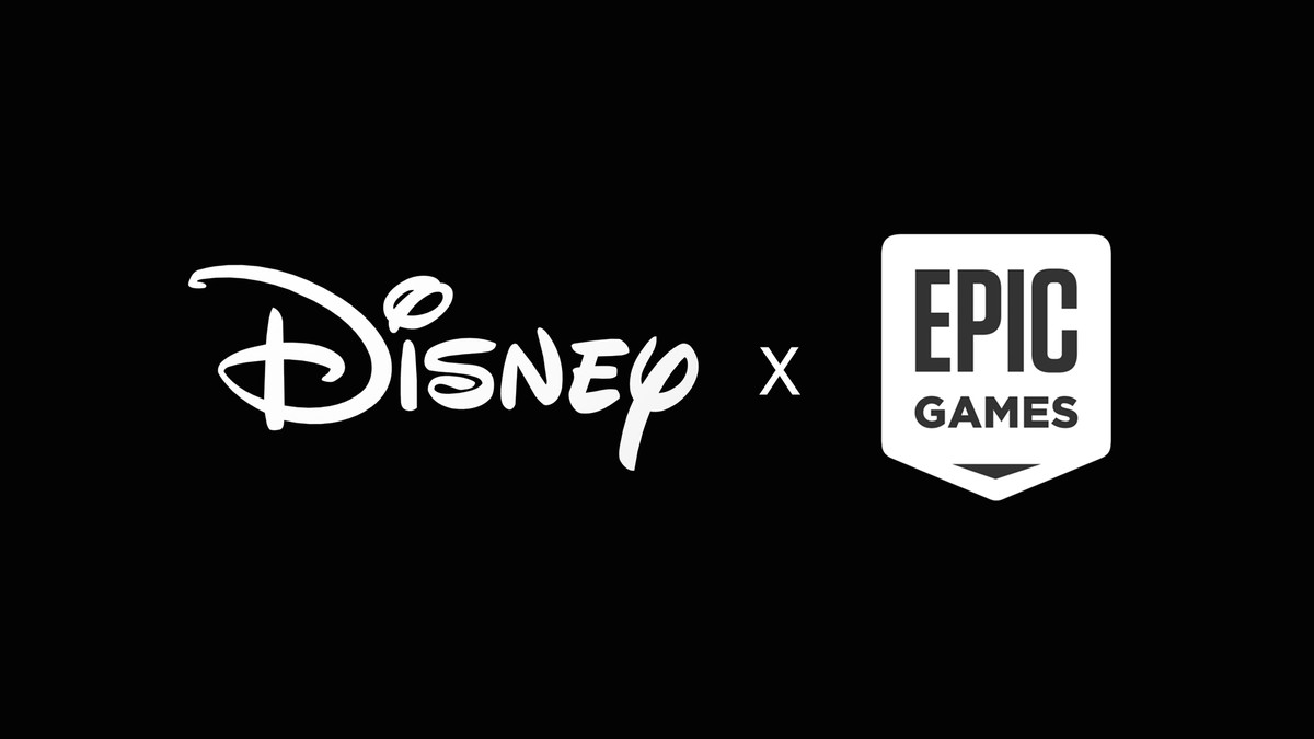 Disney and Epic Games logos on a black background.