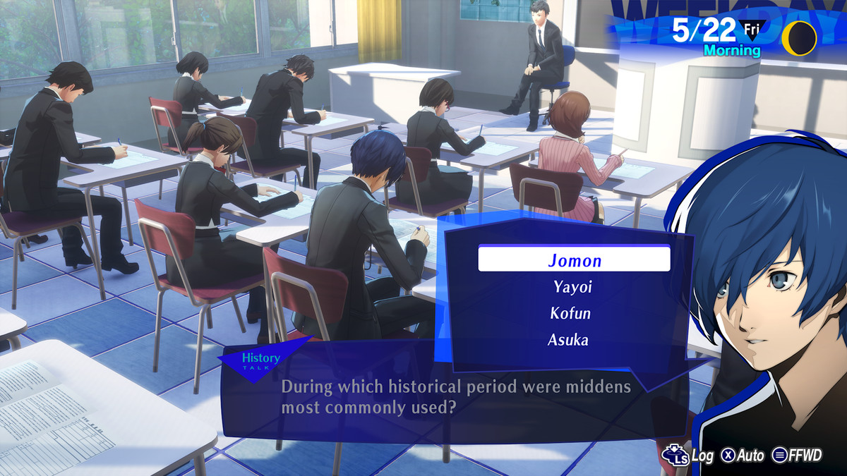 The Persona 3 Reload protagonist takes an exam