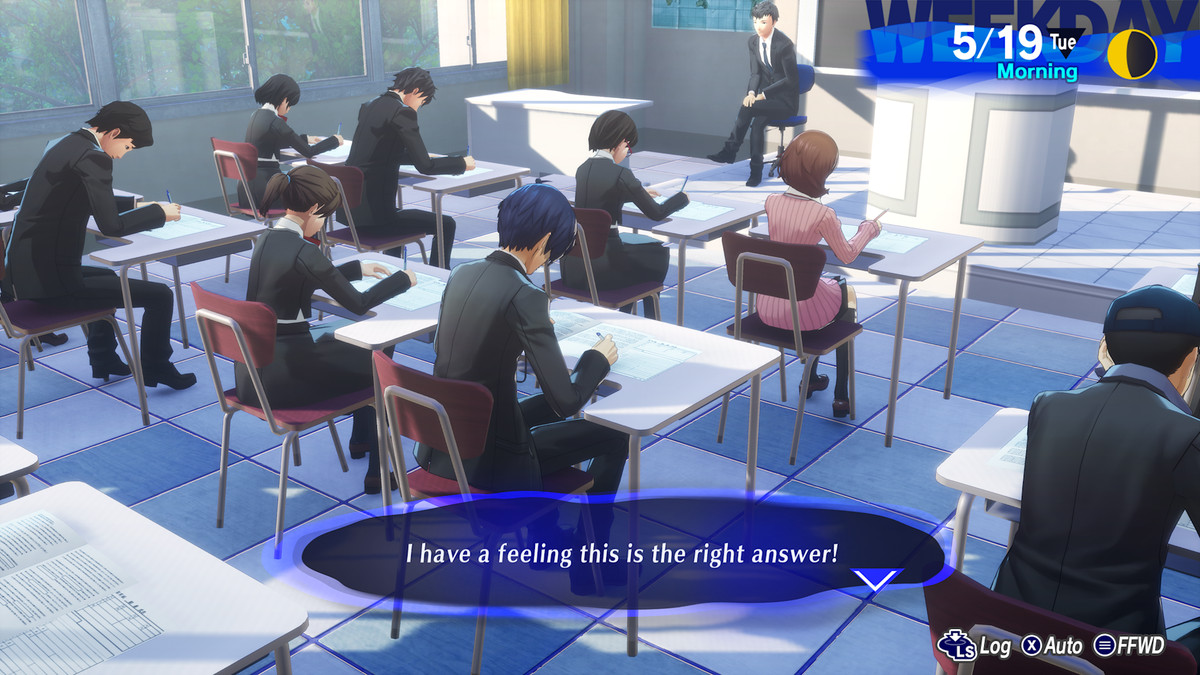 The Persona 3 Reload protagonist takes an exam