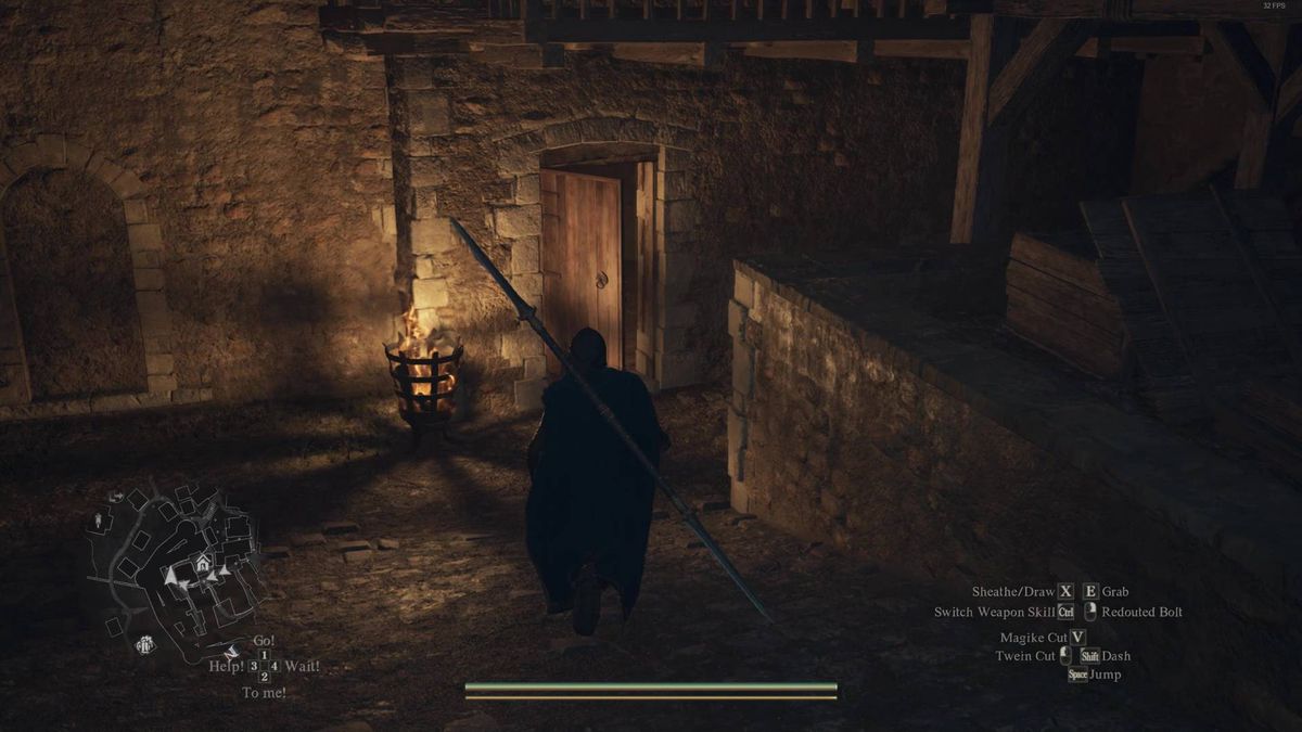 The hero walks toward Albert’s House in “A Beggar’s Tale in Dragon’s Dogma 2.