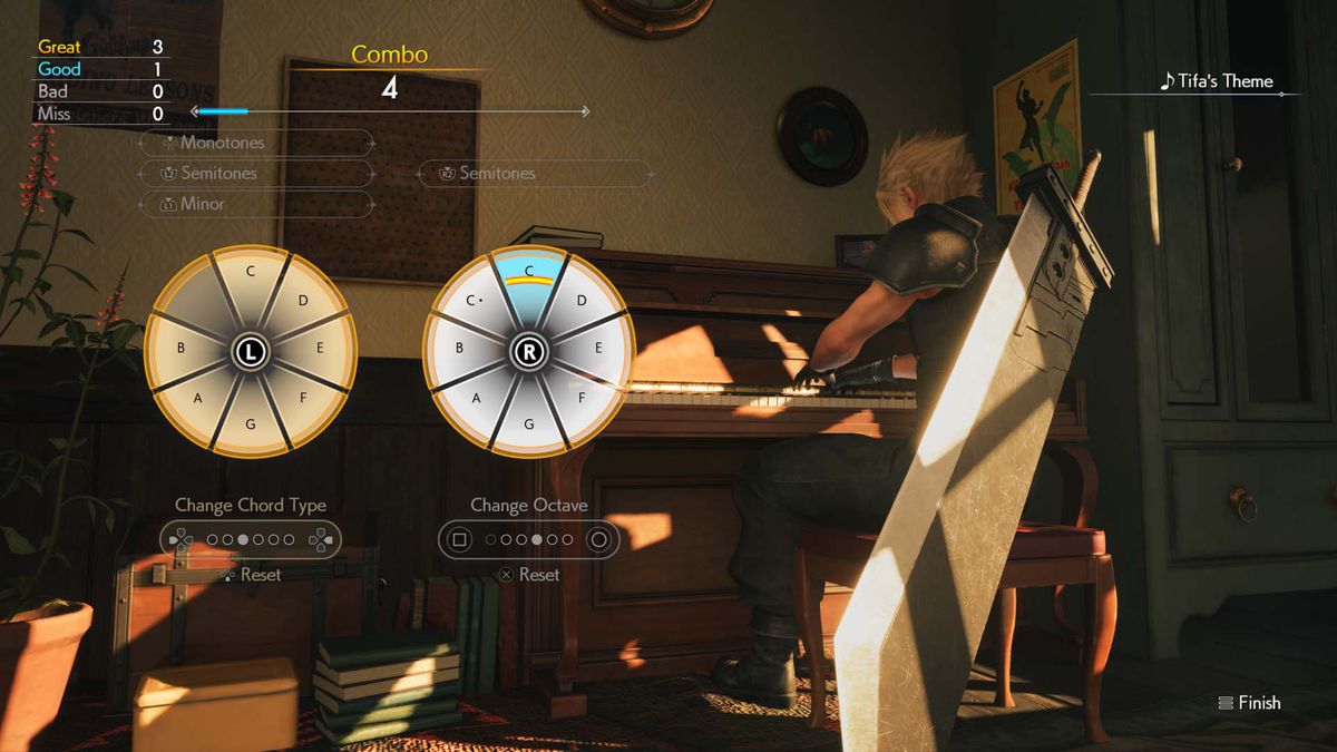 Cloud plays piano in Final Fantasy 7 Rebirth