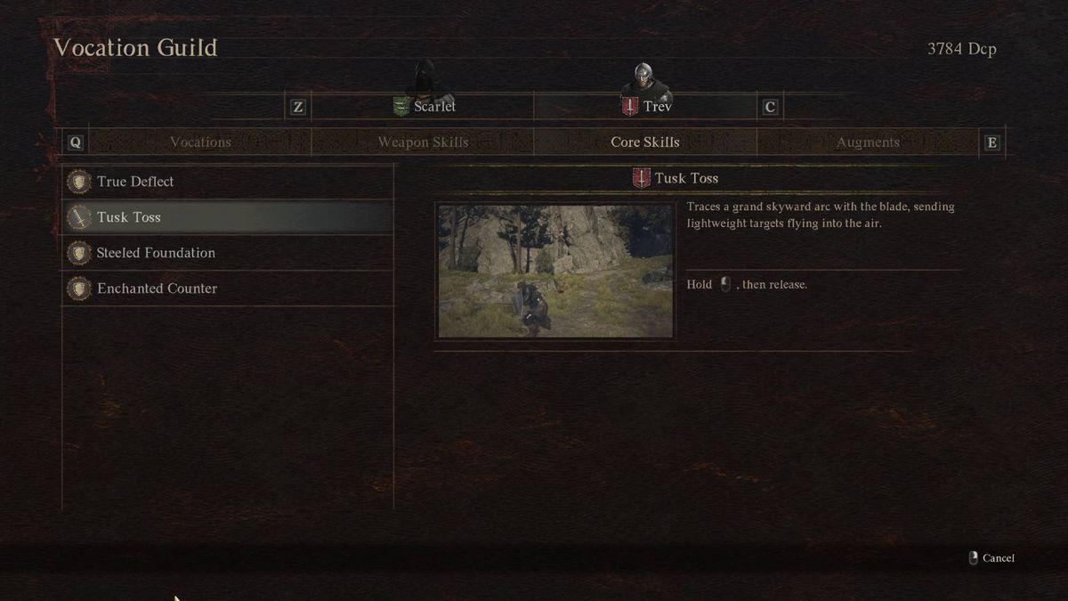 A menu shows the best core skills for a Fighter build in Dragon’s Dogma 2.