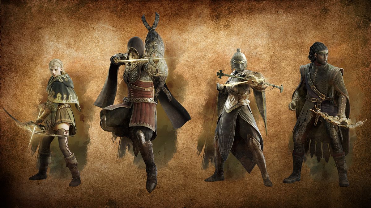 Four magick archers wield their stringless bows in Dragon’s Dogma 2 