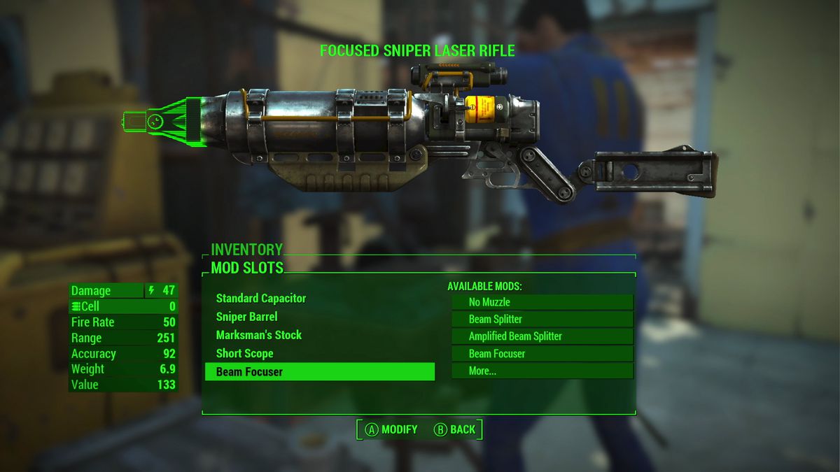 modding a Focused Sniper Laser Rifle in Fallout 4