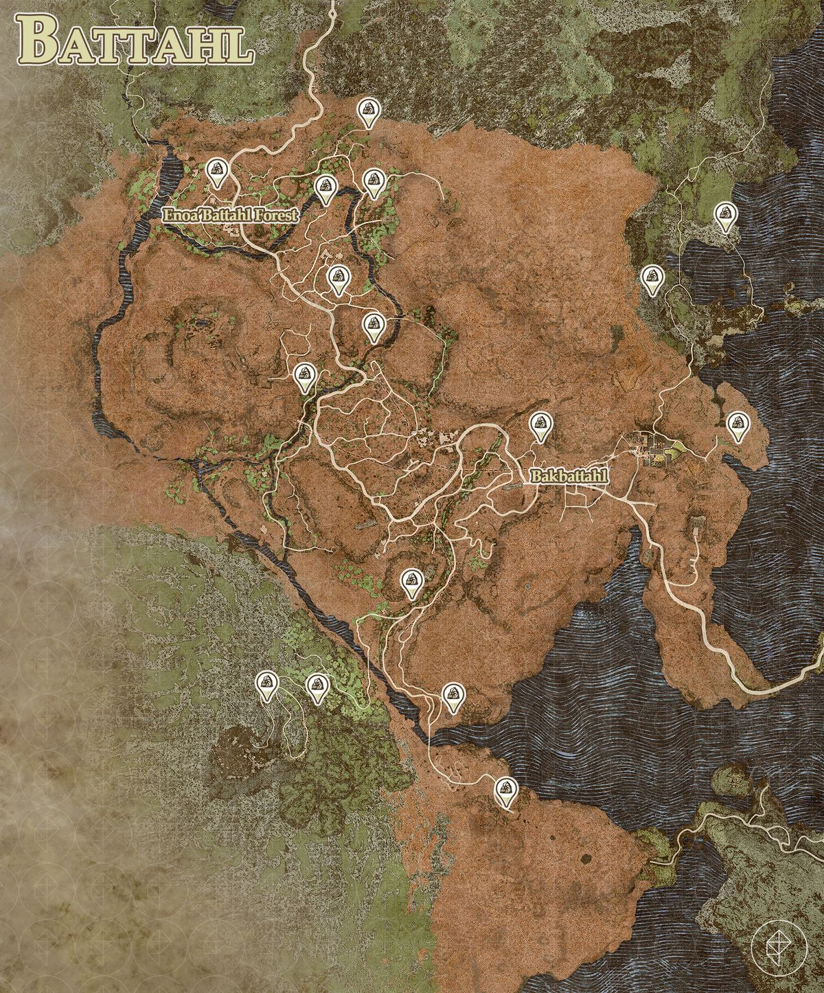 A map shows all riftstone locations in Battahl in Dragon’s Dogma 2.