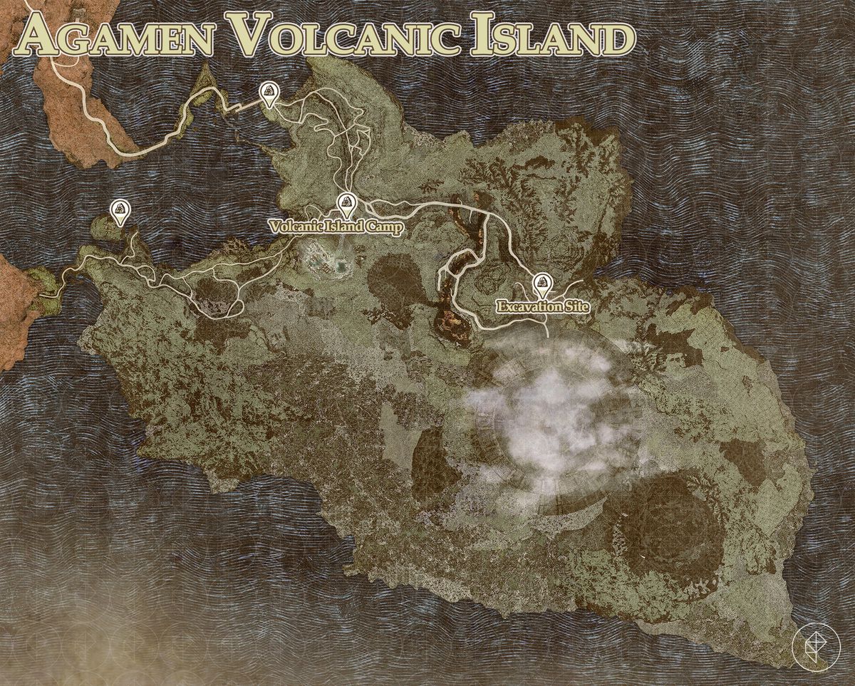 A map shows all riftstone locations in Agamen Volcanic Island in Dragon’s Dogma 2.