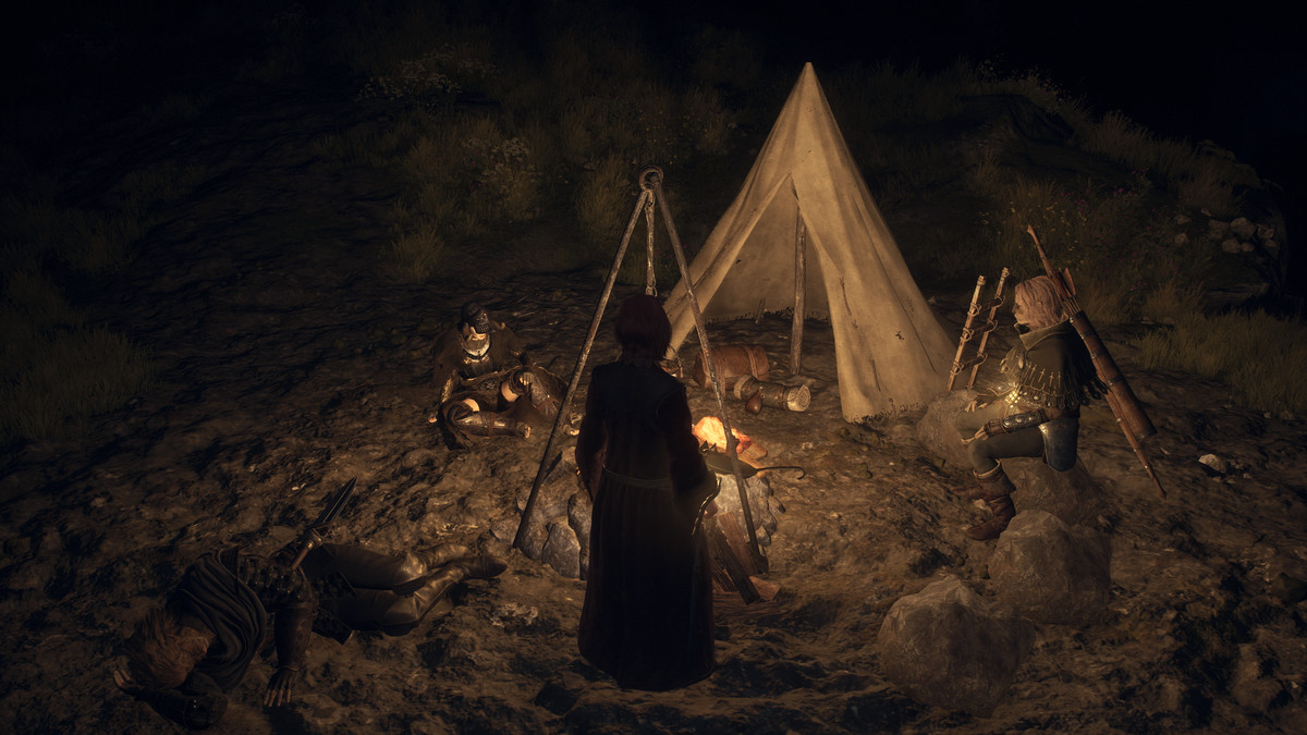 Dragon’s Dogma 2 party at a campsite