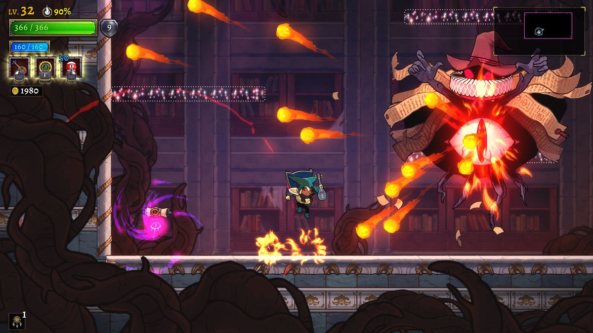 A screenshot of a boss battle in Rogue Legacy 2.