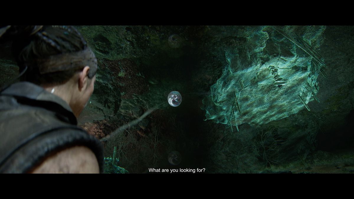 Hellblade 2 flipping the second stone ball down during the third hiddenfolk puzzle