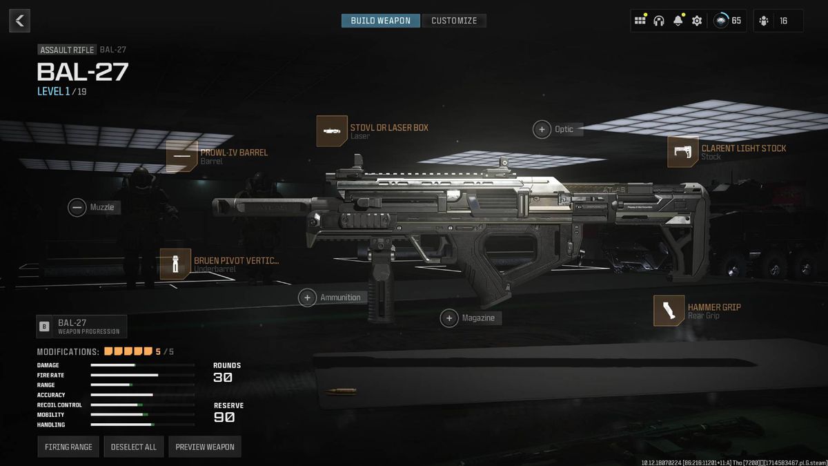 The BAL-27 and its modifications in Modern Warfare 3.