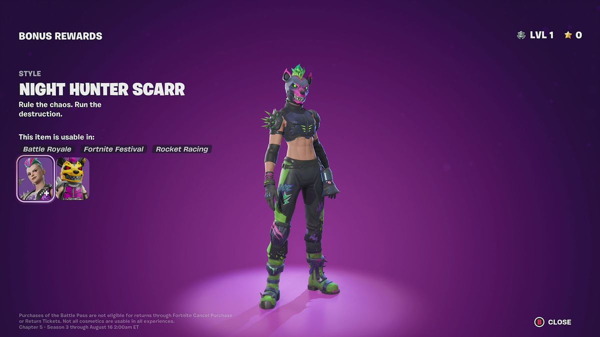 Night Hunter Scarr&nbsp;in Fortnite Chapter 5 Season 3’s battle pass