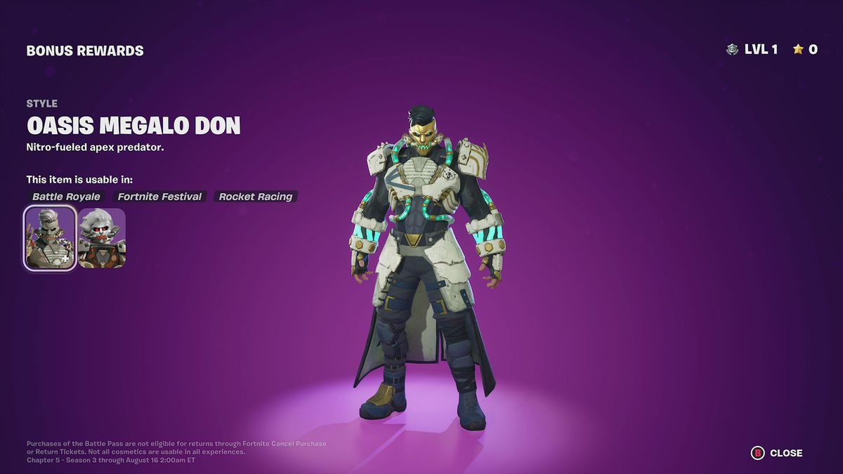 Oasis Megalo Don&nbsp;in Fortnite Chapter 5 Season 3’s battle pass