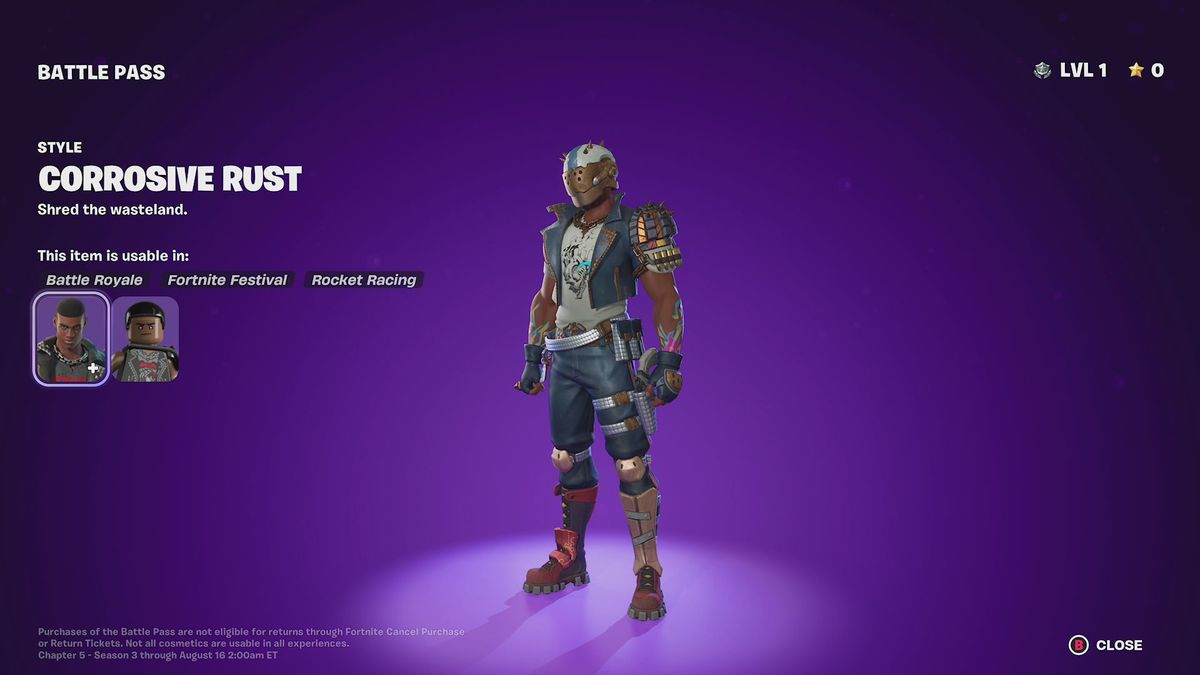 Corrosive Rust&nbsp;in Fortnite Chapter 5 Season 3’s battle pass