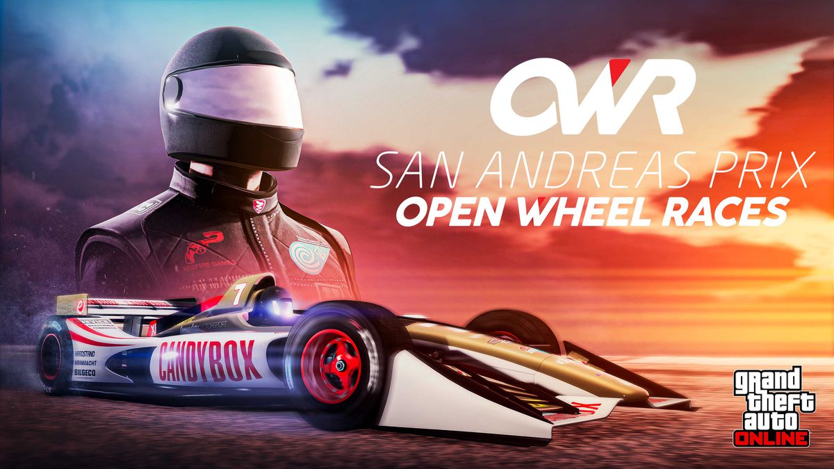 GTA Online promo art for the San Andreas Prix Open Wheel Races