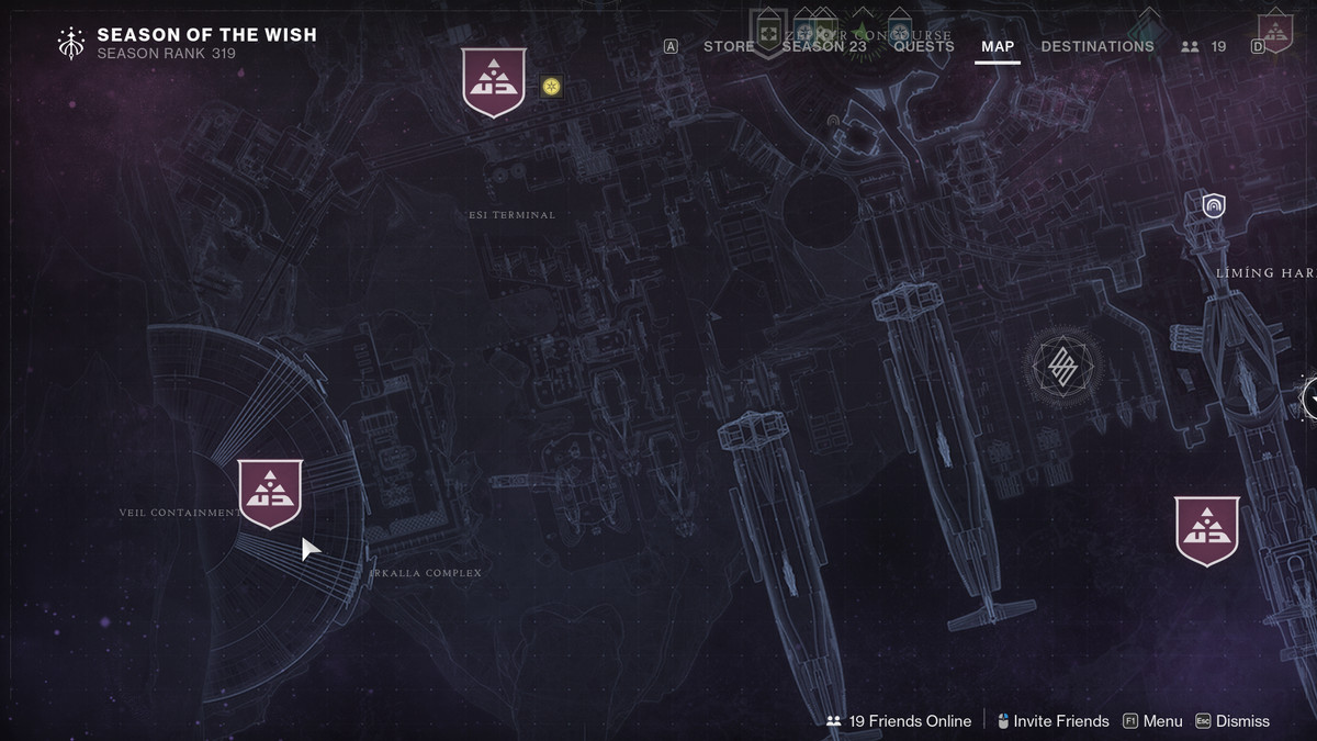 A map of Neomuna in Destiny 2