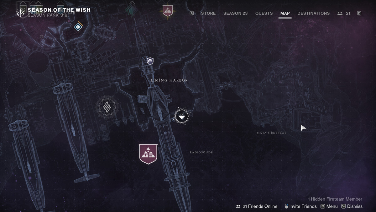 A map of Neomuna in Destiny 2