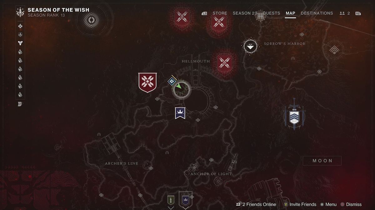 The Moon destination map in Destiny 2