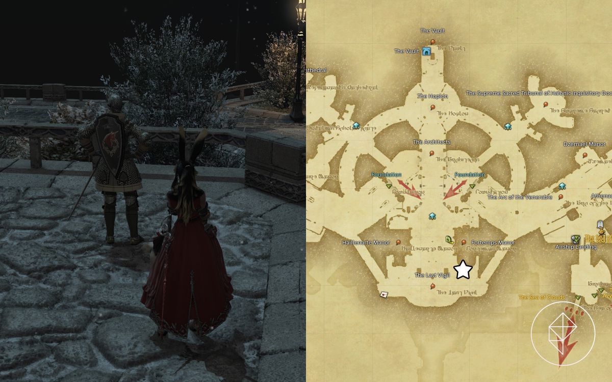 A FFXIV map showing where to find Torsefers in Ishgard