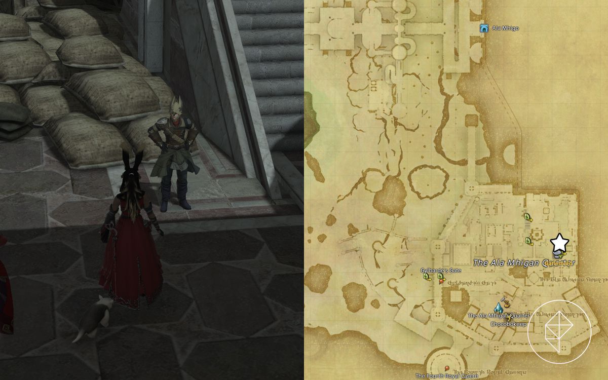 A FFXIV map showing where to find the Resistance Officer in The Lochs