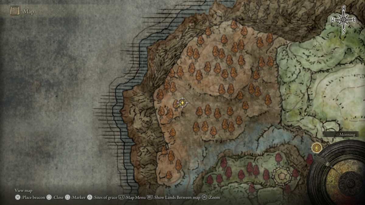 A map showing the location of a boss in Elden Ring: Shadow of the Erdtree