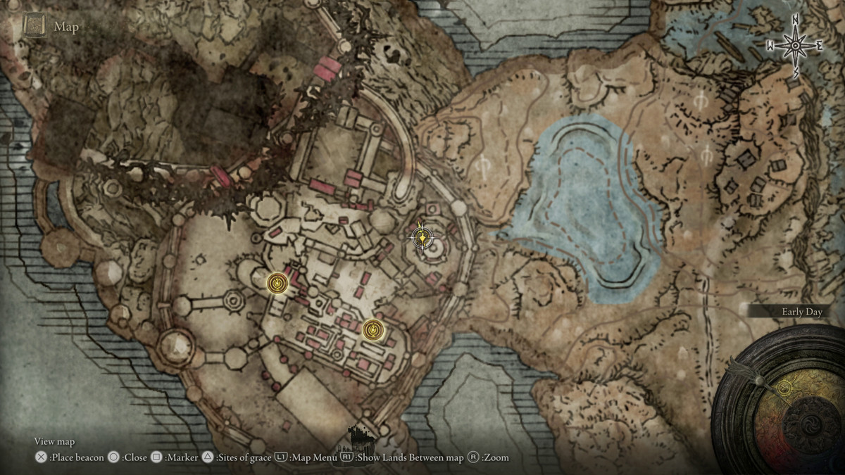 A map showing the location of a boss in Elden Ring: Shadow of the Erdtree