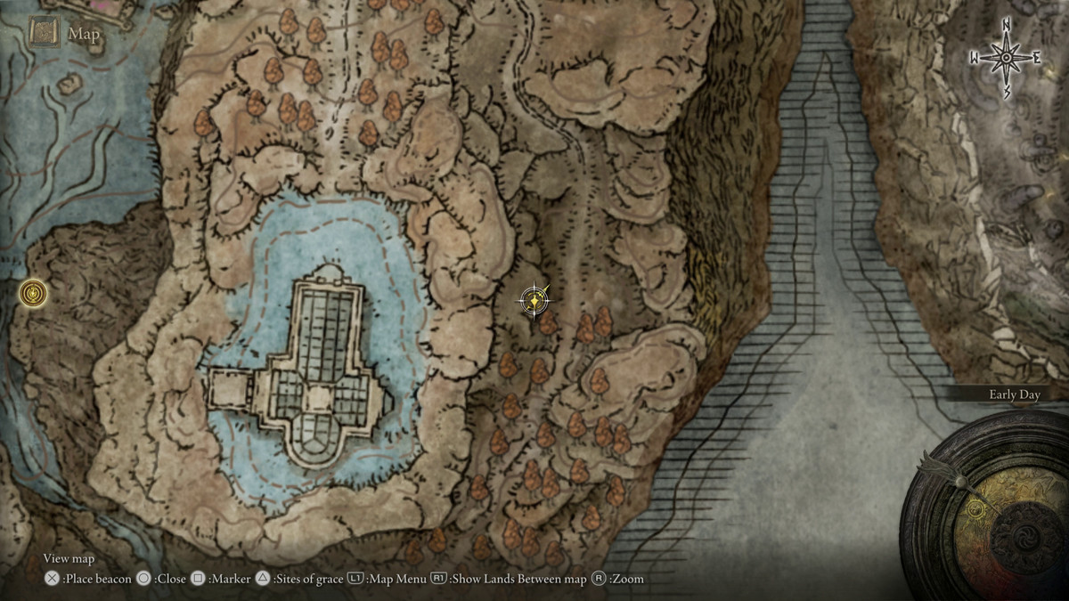 A map showing the location of a boss in Elden Ring: Shadow of the Erdtree