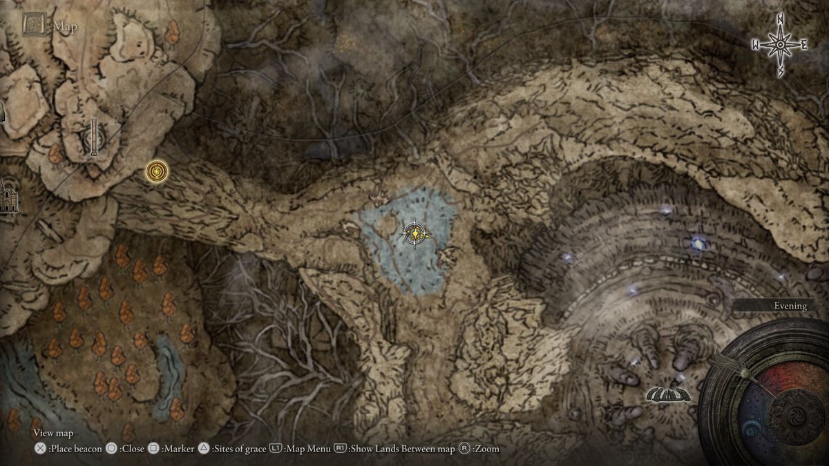 A map showing the location of a boss in Elden Ring: Shadow of the Erdtree