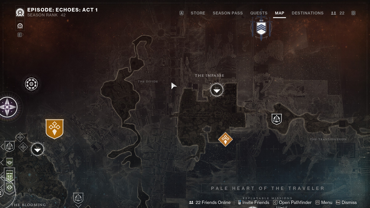 A map showing The Divide in Destiny 2