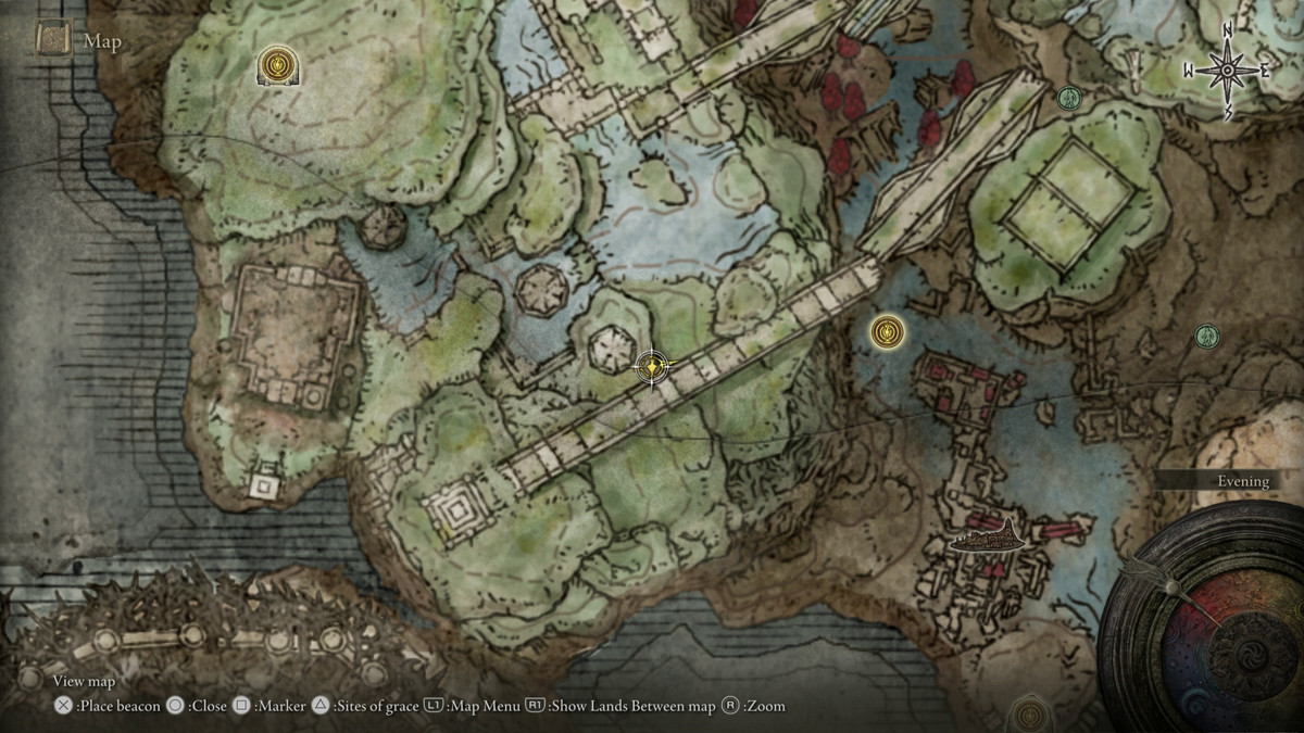 A map showing the location of a weapon in Elden Ring: Shadow of the Erdtree