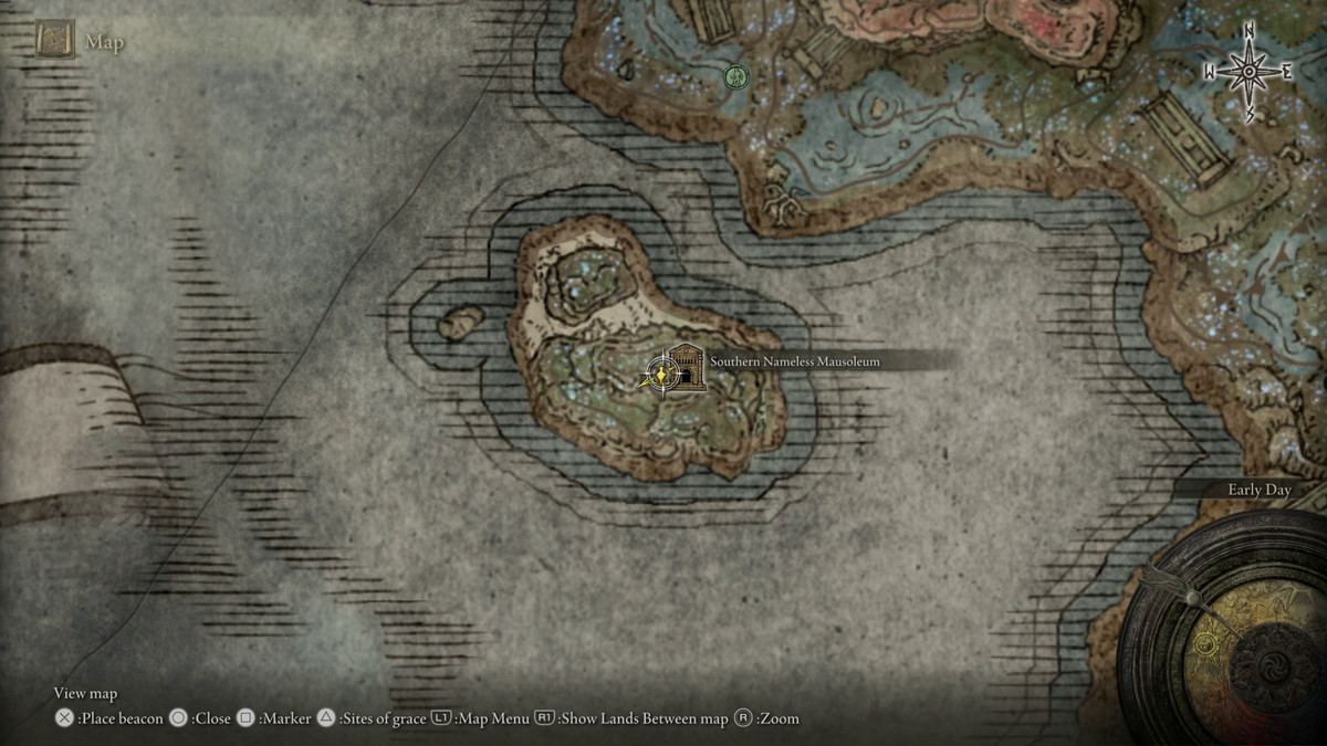 A map showing the location of a weapon in Elden Ring: Shadow of the Erdtree