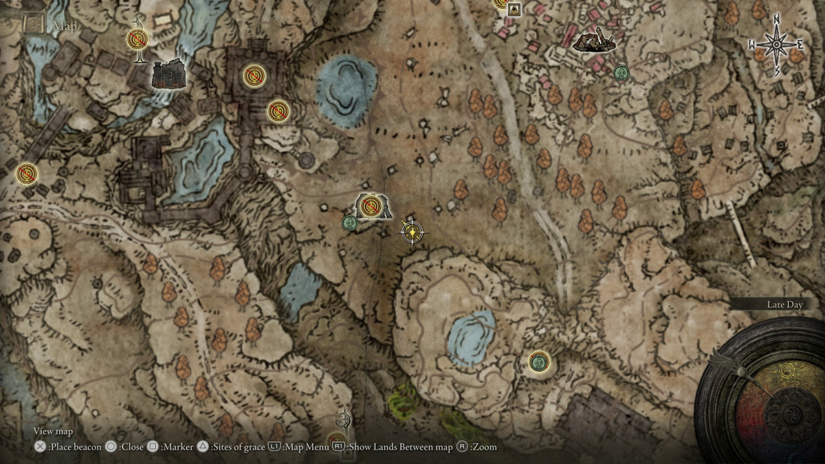 A map showing the location of a weapon in Elden Ring: Shadow of the Erdtree