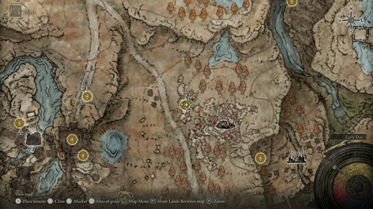 A map showing the location of a weapon in Elden Ring: Shadow of the Erdtree