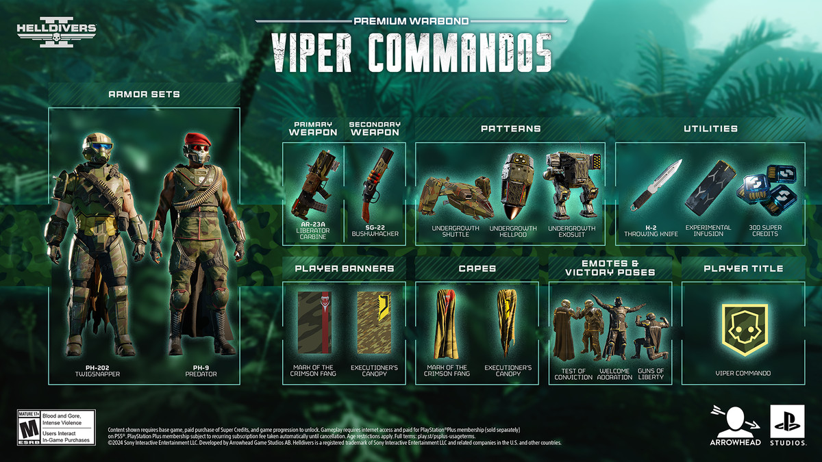 What time does Helldivers 2’s Viper Commandos Warbond release?