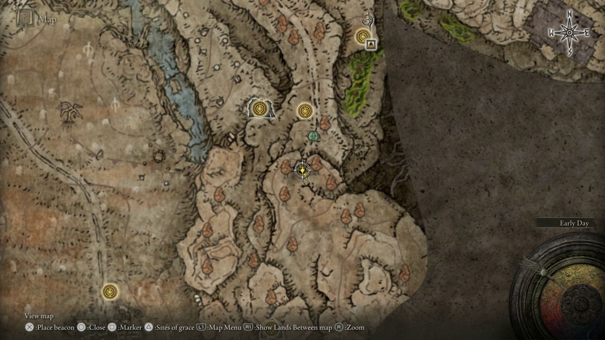 A map showing the location of armor in Elden Ring: Shadow of the Erdtree