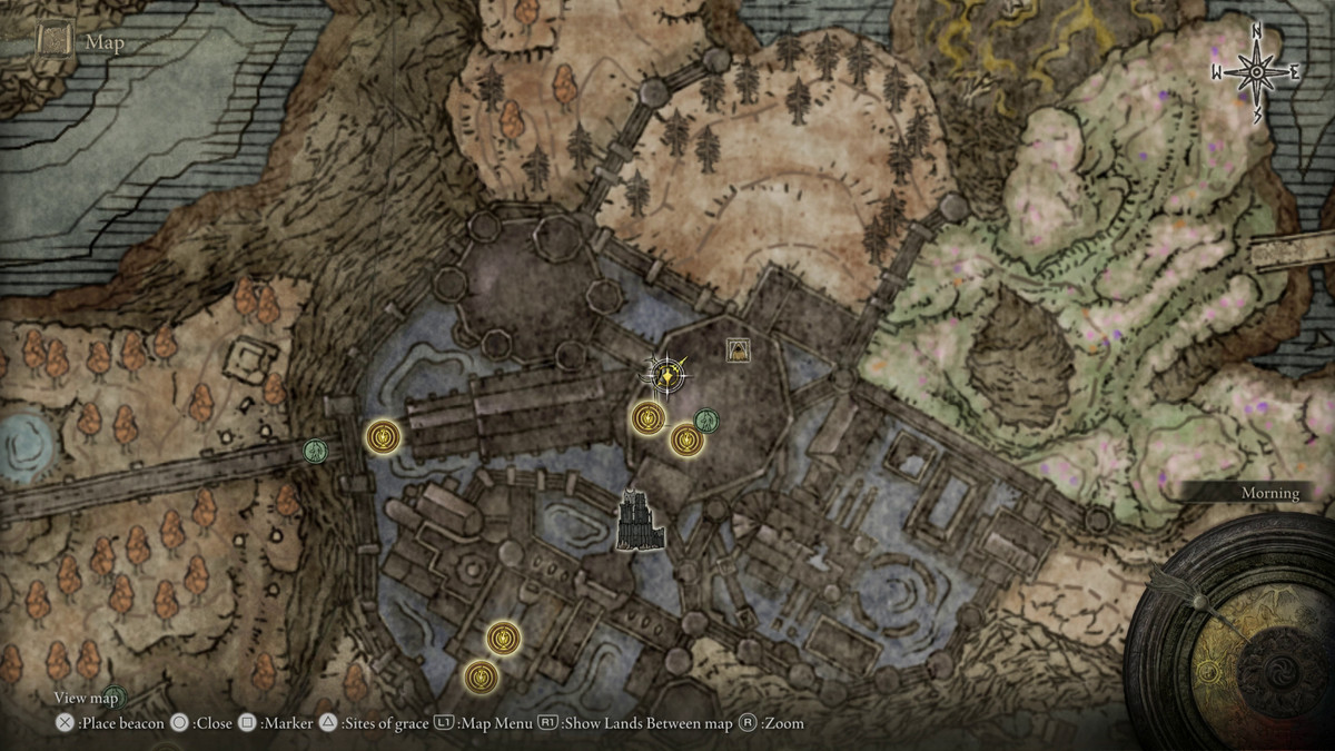 A map showing the location of armor in Elden Ring: Shadow of the Erdtree