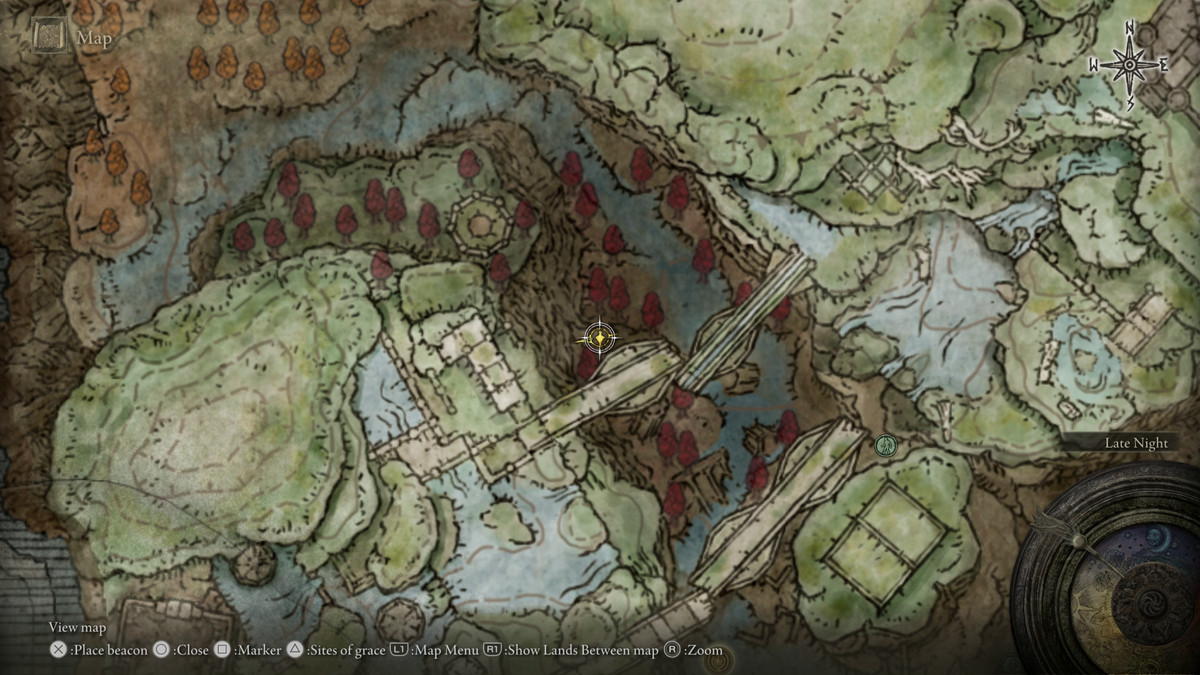 A map showing the location of armor in Elden Ring: Shadow of the Erdtree