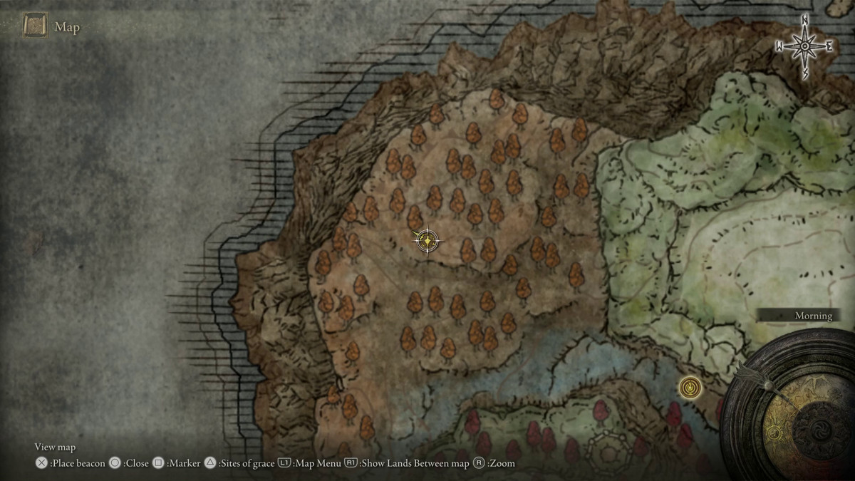 A map showing the location of armor in Elden Ring: Shadow of the Erdtree