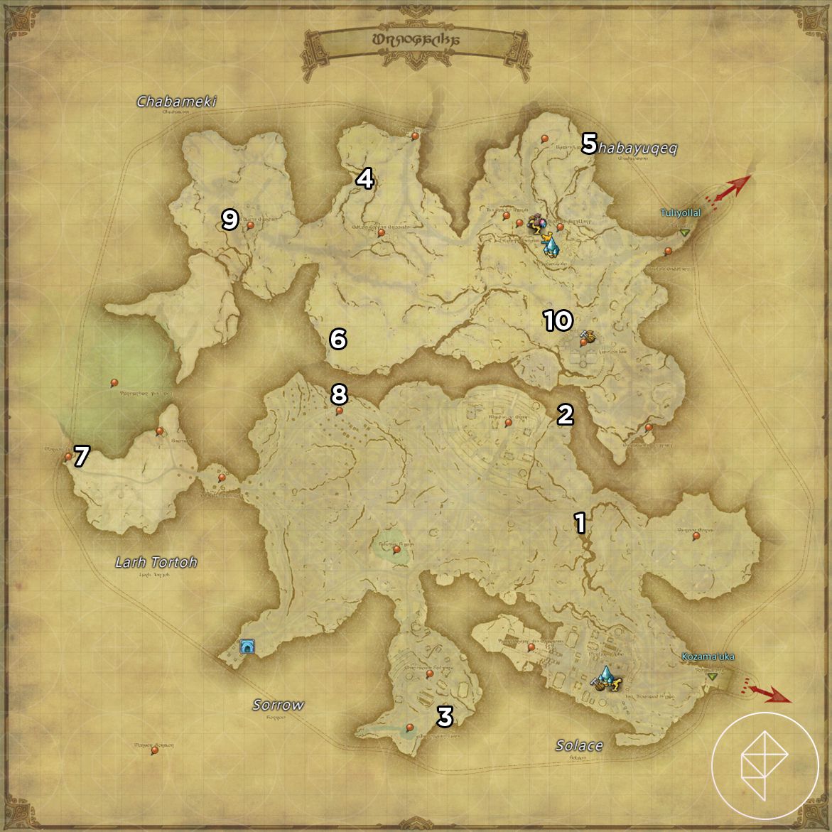 A map of Urqopacha in FFXIV Dawntrail