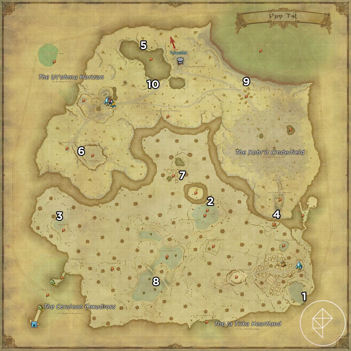 A map of Yak’tel in FFXIV Dawntrail