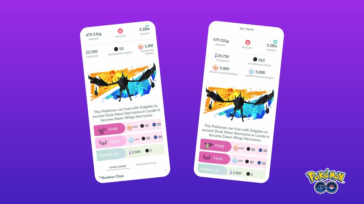 How to get Dusk Mane and Dawn Wings Necrozma with Fusion in Pokémon Go