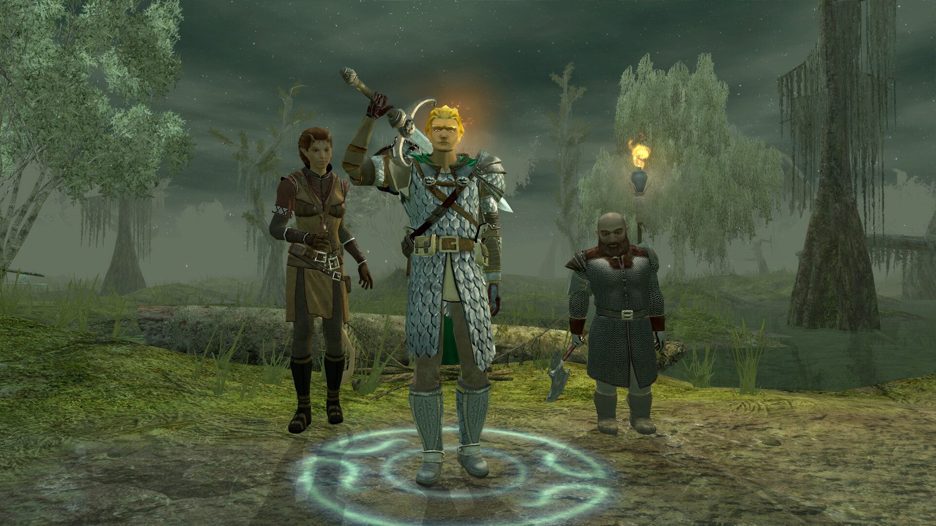 Characters ready for battle in Neverwinter Nights 2 Enhanced Edition.