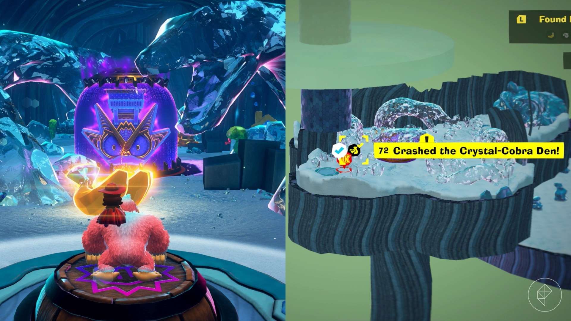 A bunch of three bananas in front of DK in Donkey Kong Bananza.