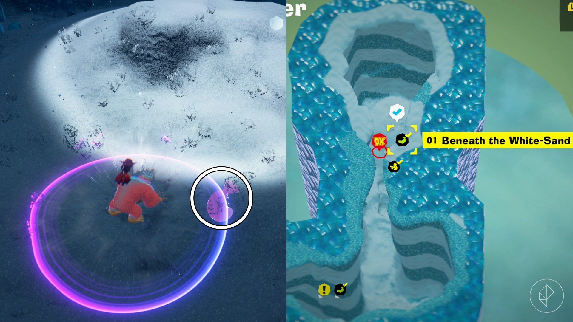 DK uses his Hand Slap sonar to find a banana underground in Donkey Kong Bananza.